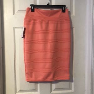 Peach stripped pencil skirt